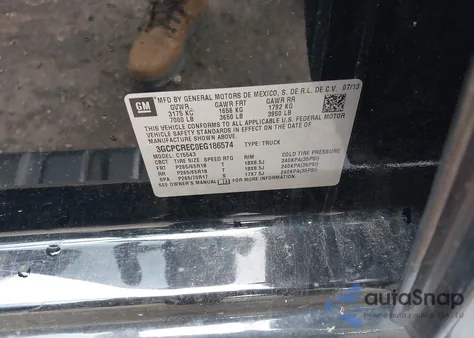 2014 Chevrolet Silverado 1Lt из США, поврежденный, VIN 3GCPCREC0EG186574